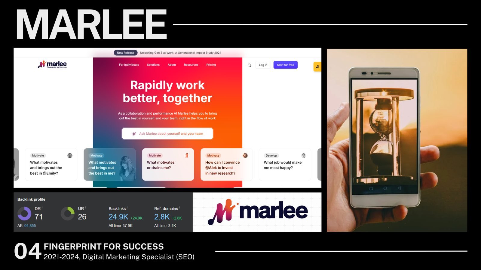 Marlee homepage and backlink profile